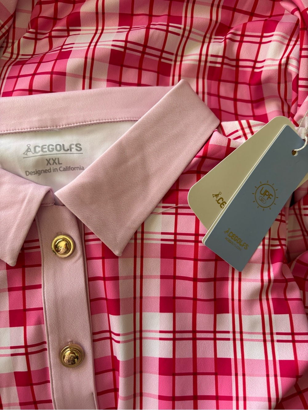 NWT Acegolfs Pink White Not So Classic Short Sleeve A-Line Dress Size XXL - Picture 6 of 7